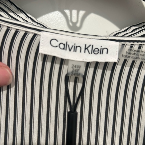 NWT Calvin Klein Women’s Plus Size 24 Striped Button Sleeveless Dress - Picture 5 of 13